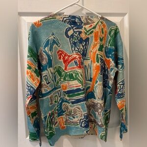 Multicolor Horse Print Sweater